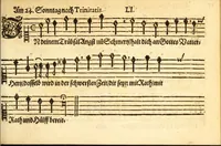 Picture 8 of 32 from Herrn J.M. Dilherrns Predigers bey S. Sebald Evangelischer Schlussreimen der Predigen : so er im Jahr 1649[-1651] gehalten, mit dreyen singenden Stimmen, zweyen Discanten, einem Bass mit Numeris und Signis gezeichnet zu einem Positiv, Regal, Spinet, Clavicymbel oder Theorb (1652), leaf 81