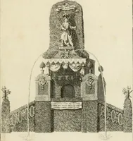 An illustration from Het blyde Breda, ofte, Kort verhaal van de plegtige intrede van den allerdoorlugtigsten vorst Willem Carel Hendrik Friso, prince van Oranje en Nassau ... als heer en baron van Breda, ende haare koninklyke hoogheid Anna, kroonprincesse van Engeland, Schotland ... : geschied op den XIII. van herfst-maand, MDCCXXXVII (1737)