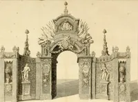 An illustration from Het blyde Breda, ofte, Kort verhaal van de plegtige intrede van den allerdoorlugtigsten vorst Willem Carel Hendrik Friso, prince van Oranje en Nassau ... als heer en baron van Breda, ende haare koninklyke hoogheid Anna, kroonprincesse van Engeland, Schotland ... : geschied op den XIII. van herfst-maand, MDCCXXXVII (1737)