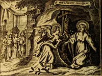 An illustration from Het duyfken in de steen-rotse; dat is, Eene mede-lydende ziele op de bittere passie Jesu Christi mediterende. Gemaekt door eenen Priester der Societeyt Jesu. 8. druck, rycker van stoffe, van beelden en van poësie (1753)