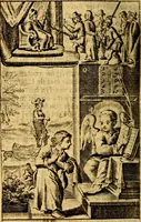 An illustration from Het duyfken in de steen-rotse; dat is, Eene mede-lydende ziele op de bittere passie Jesu Christi mediterende. Gemaekt door eenen Priester der Societeyt Jesu. 8. druck, rycker van stoffe, van beelden en van poësie (1753)