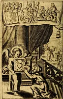 An illustration from Het duyfken in de steen-rotse; dat is, Eene mede-lydende ziele op de bittere passie Jesu Christi mediterende. Gemaekt door eenen Priester der Societeyt Jesu. 8. druck, rycker van stoffe, van beelden en van poësie (1753)