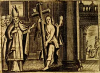 An illustration from Het duyfken in de steen-rotse; dat is, Eene mede-lydende ziele op de bittere passie Jesu Christi mediterende. Gemaekt door eenen Priester der Societeyt Jesu. 8. druck, rycker van stoffe, van beelden en van poësie (1753)