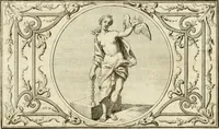 An illustration from Het groot natuur- en zedekundigh werelttoneel, of, Woordenboek van meer dan 1200 aeloude Egiptische, Grieksche en Romeinsche zinnebeelden of beeldenspraek ... : op nieu uit de oirsprongklyke schriften van Cezar Ripa, Zaratino Kastellini, Piërius Valerianus, Horus Apollo en andere ... getrokken in eene alphabetische ordre gebragt, met uitvoerige aenmerkingen en ophelderingen ... door een' ervaren taelen outheitkundigen, hebende voor het overige de uitmuntende dichter, Hubert Korneliszoon Poot dit werk ten opzichte van den text ... in klaer en zuiver Nederduitsch overgeschreven, en achte verscheide zinnebeelden dichtkundige toepassingen gestelt ; met fraeje kunstplaten versiert .. (1743)