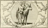 An illustration from Het groot natuur- en zedekundigh werelttoneel, of, Woordenboek van meer dan 1200 aeloude Egiptische, Grieksche en Romeinsche zinnebeelden of beeldenspraek ... : op nieu uit de oirsprongklyke schriften van Cezar Ripa, Zaratino Kastellini, Piërius Valerianus, Horus Apollo en andere ... getrokken in eene alphabetische ordre gebragt, met uitvoerige aenmerkingen en ophelderingen ... door een' ervaren taelen outheitkundigen, hebende voor het overige de uitmuntende dichter, Hubert Korneliszoon Poot dit werk ten opzichte van den text ... in klaer en zuiver Nederduitsch overgeschreven, en achte verscheide zinnebeelden dichtkundige toepassingen gestelt ; met fraeje kunstplaten versiert .. (1743)