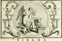 An illustration from Het groot natuur- en zedekundigh werelttoneel, of, Woordenboek van meer dan 1200 aeloude Egiptische, Grieksche en Romeinsche zinnebeelden of beeldenspraek ... : op nieu uit de oirsprongklyke schriften van Cezar Ripa, Zaratino Kastellini, Piërius Valerianus, Horus Apollo en andere ... getrokken in eene alphabetische ordre gebragt, met uitvoerige aenmerkingen en ophelderingen ... door een' ervaren taelen outheitkundigen, hebende voor het overige de uitmuntende dichter, Hubert Korneliszoon Poot dit werk ten opzichte van den text ... in klaer en zuiver Nederduitsch overgeschreven, en achte verscheide zinnebeelden dichtkundige toepassingen gestelt ; met fraeje kunstplaten versiert .. (1743)