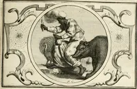 An illustration from Het groot natuur- en zedekundigh werelttoneel, of, Woordenboek van meer dan 1200 aeloude Egiptische, Grieksche en Romeinsche zinnebeelden of beeldenspraek ... : op nieu uit de oirsprongklyke schriften van Cezar Ripa, Zaratino Kastellini, Piërius Valerianus, Horus Apollo en andere ... getrokken in eene alphabetische ordre gebragt, met uitvoerige aenmerkingen en ophelderingen ... door een' ervaren taelen outheitkundigen, hebende voor het overige de uitmuntende dichter, Hubert Korneliszoon Poot dit werk ten opzichte van den text ... in klaer en zuiver Nederduitsch overgeschreven, en achte verscheide zinnebeelden dichtkundige toepassingen gestelt ; met fraeje kunstplaten versiert .. (1743)