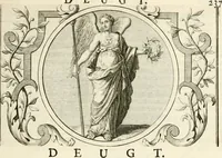An illustration from Het groot natuur- en zedekundigh werelttoneel, of, Woordenboek van meer dan 1200 aeloude Egiptische, Grieksche en Romeinsche zinnebeelden of beeldenspraek ... : op nieu uit de oirsprongklyke schriften van Cezar Ripa, Zaratino Kastellini, Piërius Valerianus, Horus Apollo en andere ... getrokken in eene alphabetische ordre gebragt, met uitvoerige aenmerkingen en ophelderingen ... door een' ervaren taelen outheitkundigen, hebende voor het overige de uitmuntende dichter, Hubert Korneliszoon Poot dit werk ten opzichte van den text ... in klaer en zuiver Nederduitsch overgeschreven, en achte verscheide zinnebeelden dichtkundige toepassingen gestelt ; met fraeje kunstplaten versiert .. (1743)