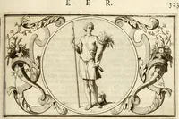 An illustration from Het groot natuur- en zedekundigh werelttoneel, of, Woordenboek van meer dan 1200 aeloude Egiptische, Grieksche en Romeinsche zinnebeelden of beeldenspraek ... : op nieu uit de oirsprongklyke schriften van Cezar Ripa, Zaratino Kastellini, Piërius Valerianus, Horus Apollo en andere ... getrokken in eene alphabetische ordre gebragt, met uitvoerige aenmerkingen en ophelderingen ... door een' ervaren taelen outheitkundigen, hebende voor het overige de uitmuntende dichter, Hubert Korneliszoon Poot dit werk ten opzichte van den text ... in klaer en zuiver Nederduitsch overgeschreven, en achte verscheide zinnebeelden dichtkundige toepassingen gestelt ; met fraeje kunstplaten versiert .. (1743)