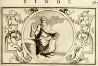 An illustration from Het groot natuur- en zedekundigh werelttoneel, of, Woordenboek van meer dan 1200 aeloude Egiptische, Grieksche en Romeinsche zinnebeelden of beeldenspraek ... : op nieu uit de oirsprongklyke schriften van Cezar Ripa, Zaratino Kastellini, Piërius Valerianus, Horus Apollo en andere ... getrokken in eene alphabetische ordre gebragt, met uitvoerige aenmerkingen en ophelderingen ... door een' ervaren taelen outheitkundigen, hebende voor het overige de uitmuntende dichter, Hubert Korneliszoon Poot dit werk ten opzichte van den text ... in klaer en zuiver Nederduitsch overgeschreven, en achte verscheide zinnebeelden dichtkundige toepassingen gestelt ; met fraeje kunstplaten versiert .. (1743)