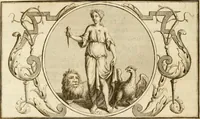 An illustration from Het groot natuur- en zedekundigh werelttoneel, of, Woordenboek van meer dan 1200 aeloude Egiptische, Grieksche en Romeinsche zinnebeelden of beeldenspraek ... : op nieu uit de oirsprongklyke schriften van Cezar Ripa, Zaratino Kastellini, Piërius Valerianus, Horus Apollo en andere ... getrokken in eene alphabetische ordre gebragt, met uitvoerige aenmerkingen en ophelderingen ... door een' ervaren taelen outheitkundigen, hebende voor het overige de uitmuntende dichter, Hubert Korneliszoon Poot dit werk ten opzichte van den text ... in klaer en zuiver Nederduitsch overgeschreven, en achte verscheide zinnebeelden dichtkundige toepassingen gestelt ; met fraeje kunstplaten versiert .. (1743)