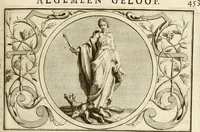 An illustration from Het groot natuur- en zedekundigh werelttoneel, of, Woordenboek van meer dan 1200 aeloude Egiptische, Grieksche en Romeinsche zinnebeelden of beeldenspraek ... : op nieu uit de oirsprongklyke schriften van Cezar Ripa, Zaratino Kastellini, Piërius Valerianus, Horus Apollo en andere ... getrokken in eene alphabetische ordre gebragt, met uitvoerige aenmerkingen en ophelderingen ... door een' ervaren taelen outheitkundigen, hebende voor het overige de uitmuntende dichter, Hubert Korneliszoon Poot dit werk ten opzichte van den text ... in klaer en zuiver Nederduitsch overgeschreven, en achte verscheide zinnebeelden dichtkundige toepassingen gestelt ; met fraeje kunstplaten versiert .. (1743)