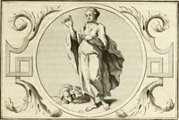 An illustration from Het groot natuur- en zedekundigh werelttoneel, of, Woordenboek van meer dan 1200 aeloude Egiptische, Grieksche en Romeinsche zinnebeelden of beeldenspraek ... : op nieu uit de oirsprongklyke schriften van Cezar Ripa, Zaratino Kastellini, Piërius Valerianus, Horus Apollo en andere ... getrokken in eene alphabetische ordre gebragt, met uitvoerige aenmerkingen en ophelderingen ... door een' ervaren taelen outheitkundigen, hebende voor het overige de uitmuntende dichter, Hubert Korneliszoon Poot dit werk ten opzichte van den text ... in klaer en zuiver Nederduitsch overgeschreven, en achte verscheide zinnebeelden dichtkundige toepassingen gestelt ; met fraeje kunstplaten versiert .. (1743)