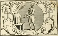 An illustration from Het groot natuur- en zedekundigh werelttoneel, of, Woordenboek van meer dan 1200 aeloude Egiptische, Grieksche en Romeinsche zinnebeelden of beeldenspraek ... : op nieu uit de oirsprongklyke schriften van Cezar Ripa, Zaratino Kastellini, Piërius Valerianus, Horus Apollo en andere ... getrokken in eene alphabetische ordre gebragt, met uitvoerige aenmerkingen en ophelderingen ... door een' ervaren taelen outheitkundigen, hebende voor het overige de uitmuntende dichter, Hubert Korneliszoon Poot dit werk ten opzichte van den text ... in klaer en zuiver Nederduitsch overgeschreven, en achte verscheide zinnebeelden dichtkundige toepassingen gestelt ; met fraeje kunstplaten versiert .. (1743)