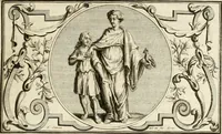 An illustration from Het groot natuur- en zedekundigh werelttoneel, of, Woordenboek van meer dan 1200 aeloude Egiptische, Grieksche en Romeinsche zinnebeelden of beeldenspraek ... : op nieu uit de oirsprongklyke schriften van Cezar Ripa, Zaratino Kastellini, Piërius Valerianus, Horus Apollo en andere ... getrokken in eene alphabetische ordre gebragt, met uitvoerige aenmerkingen en ophelderingen ... door een' ervaren taelen outheitkundigen, hebende voor het overige de uitmuntende dichter, Hubert Korneliszoon Poot dit werk ten opzichte van den text ... in klaer en zuiver Nederduitsch overgeschreven, en achte verscheide zinnebeelden dichtkundige toepassingen gestelt ; met fraeje kunstplaten versiert .. (1743)