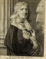 An illustration from Het gulden cabinet van de edele vry schilder-const : ontsloten door den lanck ghewenschten vrede tusschen de twee machtighe croonen van Spaignien en Vrancryck : waer-inne begrepen is den ontsterffe-lijcken loff vande vermaerste constiminnende geesten ende schilders van dese eeuw, hier inne meest naer het leven af-gebeldt, verciert met veel vermakelijcke rijmen ende spreucken (1662)