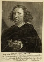 An illustration from Het gulden cabinet van de edele vry schilder-const : ontsloten door den lanck ghewenschten vrede tusschen de twee machtighe croonen van Spaignien en Vrancryck : waer-inne begrepen is den ontsterffe-lijcken loff vande vermaerste constiminnende geesten ende schilders van dese eeuw, hier inne meest naer het leven af-gebeldt, verciert met veel vermakelijcke rijmen ende spreucken (1662)