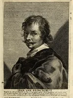 An illustration from Het gulden cabinet van de edele vry schilder-const : ontsloten door den lanck ghewenschten vrede tusschen de twee machtighe croonen van Spaignien en Vrancryck : waer-inne begrepen is den ontsterffe-lijcken loff vande vermaerste constiminnende geesten ende schilders van dese eeuw, hier inne meest naer het leven af-gebeldt, verciert met veel vermakelijcke rijmen ende spreucken (1662)