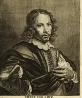 An illustration from Het gulden cabinet van de edele vry schilder-const : ontsloten door den lanck ghewenschten vrede tusschen de twee machtighe croonen van Spaignien en Vrancryck : waer-inne begrepen is den ontsterffe-lijcken loff vande vermaerste constiminnende geesten ende schilders van dese eeuw, hier inne meest naer het leven af-gebeldt, verciert met veel vermakelijcke rijmen ende spreucken (1662)