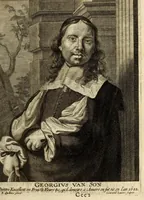 An illustration from Het gulden cabinet van de edele vry schilder-const : ontsloten door den lanck ghewenschten vrede tusschen de twee machtighe croonen van Spaignien en Vrancryck : waer-inne begrepen is den ontsterffe-lijcken loff vande vermaerste constiminnende geesten ende schilders van dese eeuw, hier inne meest naer het leven af-gebeldt, verciert met veel vermakelijcke rijmen ende spreucken (1662)