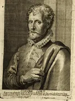 An illustration from Het gulden cabinet van de edele vry schilder-const : ontsloten door den lanck ghewenschten vrede tusschen de twee machtighe croonen van Spaignien en Vrancryck : waer-inne begrepen is den ontsterffe-lijcken loff vande vermaerste constiminnende geesten ende schilders van dese eeuw, hier inne meest naer het leven af-gebeldt, verciert met veel vermakelijcke rijmen ende spreucken (1662)