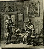 An illustration from Het leerzaam huisraad : vertoond in vyftig konstige figuuren, met godlyke spreuken en stichtelyke verzen (1731)