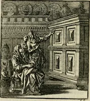 An illustration from Het leerzaam huisraad : vertoond in vyftig konstige figuuren, met godlyke spreuken en stichtelyke verzen (1731)