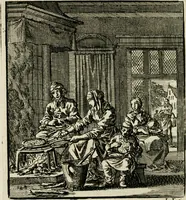 An illustration from Het leerzaam huisraad : vertoond in vyftig konstige figuuren, met godlyke spreuken en stichtelyke verzen (1731)