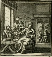 An illustration from Het leerzaam huisraad : vertoond in vyftig konstige figuuren, met godlyke spreuken en stichtelyke verzen (1731)