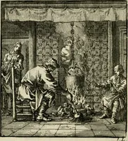 An illustration from Het leerzaam huisraad : vertoond in vyftig konstige figuuren, met godlyke spreuken en stichtelyke verzen (1731)