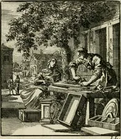 An illustration from Het leerzaam huisraad : vertoond in vyftig konstige figuuren, met godlyke spreuken en stichtelyke verzen (1731)