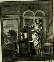 An illustration from Het leerzaam huisraad : vertoond in vyftig konstige figuuren, met godlyke spreuken en stichtelyke verzen (1731)