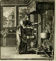 An illustration from Het leerzaam huisraad : vertoond in vyftig konstige figuuren, met godlyke spreuken en stichtelyke verzen (1731)