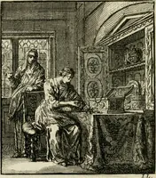 An illustration from Het leerzaam huisraad : vertoond in vyftig konstige figuuren, met godlyke spreuken en stichtelyke verzen (1731)