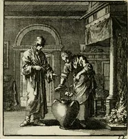 An illustration from Het leerzaam huisraad : vertoond in vyftig konstige figuuren, met godlyke spreuken en stichtelyke verzen (1731)