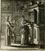 An illustration from Het leerzaam huisraad : vertoond in vyftig konstige figuuren, met godlyke spreuken en stichtelyke verzen (1731)