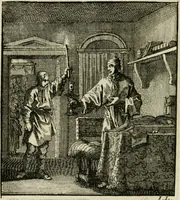 An illustration from Het leerzaam huisraad : vertoond in vyftig konstige figuuren, met godlyke spreuken en stichtelyke verzen (1731)