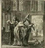 An illustration from Het leerzaam huisraad : vertoond in vyftig konstige figuuren, met godlyke spreuken en stichtelyke verzen (1731)