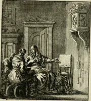An illustration from Het leerzaam huisraad : vertoond in vyftig konstige figuuren, met godlyke spreuken en stichtelyke verzen (1731)