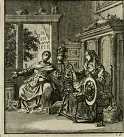 An illustration from Het leerzaam huisraad : vertoond in vyftig konstige figuuren, met godlyke spreuken en stichtelyke verzen (1731)