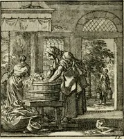 An illustration from Het leerzaam huisraad : vertoond in vyftig konstige figuuren, met godlyke spreuken en stichtelyke verzen (1731)