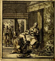 Picture 39 of 50 from Het leezaam huisraad, vertoond in vyftig konstige figuuren, met godlyke spruken en stichtelyke verzen (1711), leaf 147