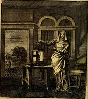 An illustration from Het leezaam huisraad, vertoond in vyftig konstige figuuren, met godlyke spruken en stichtelyke verzen (1711)