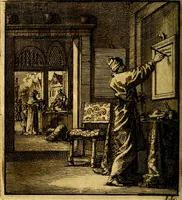 Picture 49 of 50 from Het leezaam huisraad, vertoond in vyftig konstige figuuren, met godlyke spruken en stichtelyke verzen (1711), leaf 185