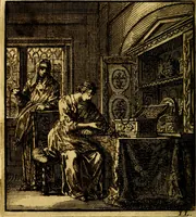 An illustration from Het leezaam huisraad, vertoond in vyftig konstige figuuren, met godlyke spruken en stichtelyke verzen (1711)