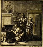 Picture 10 of 50 from Het leezaam huisraad, vertoond in vyftig konstige figuuren, met godlyke spruken en stichtelyke verzen (1711), leaf 39