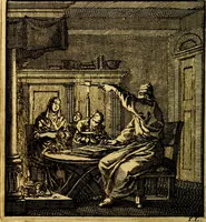 Picture 16 of 50 from Het leezaam huisraad, vertoond in vyftig konstige figuuren, met godlyke spruken en stichtelyke verzen (1711), leaf 63