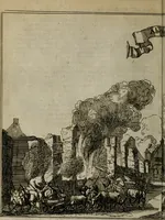 An illustration from Het ontroerde Nederlandt, door de wapenen des konings van Vrankryk : dat is een waarchtigh verhaal van den Fransen, Engelsen, Keulsen, en Munstersen oorlogh, tegen de Vereenigde Nederlanden, met desselfs binnelandtse beroerten ... (1674)