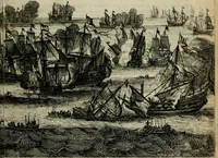 An illustration from Het ontroerde Nederlandt, door de wapenen des konings van Vrankryk : dat is een waarchtigh verhaal van den Fransen, Engelsen, Keulsen, en Munstersen oorlogh, tegen de Vereenigde Nederlanden, met desselfs binnelandtse beroerten ... (1674)