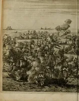 An illustration from Het ontroerde Nederlandt, door de wapenen des konings van Vrankryk : dat is een waarchtigh verhaal van den Fransen, Engelsen, Keulsen, en Munstersen oorlogh, tegen de Vereenigde Nederlanden, met desselfs binnelandtse beroerten ... (1674)